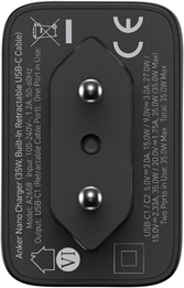 Anker Nano Charger (Anker Nano GaN Charger - 35W / Built-In Retractable USB-C Cable / Black