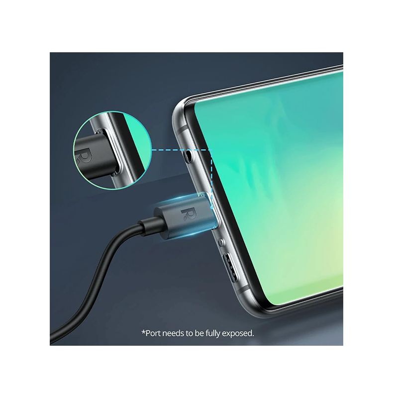 كابل راف باور من USB-C إلى USB-C بقدرة 60 واط وطول 1 متر - أسود