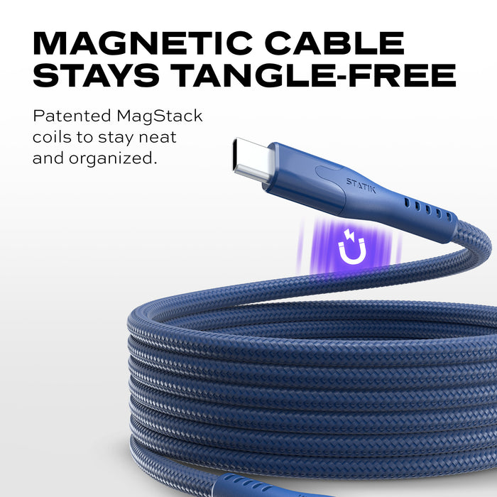 Statik MagStack Pro Magnetic 100w Cable USB-C to USB-C 90cm - Navy Blue