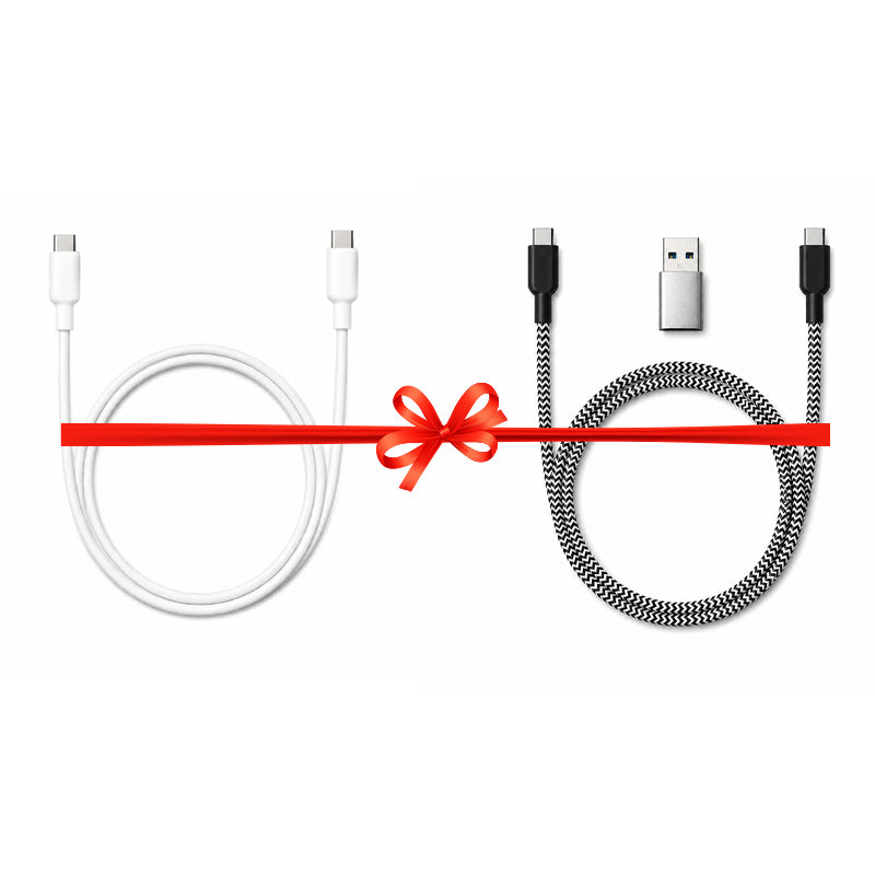 ENERGIX Proper Q8 Lite Cable - 60W / USB-C / 1 Meter / White + ENERGIX Q8 USB-C Cable with USB-A Converter - 60W / USB-C / USB-A / 1 Meter / Black/White - Bundle Offer