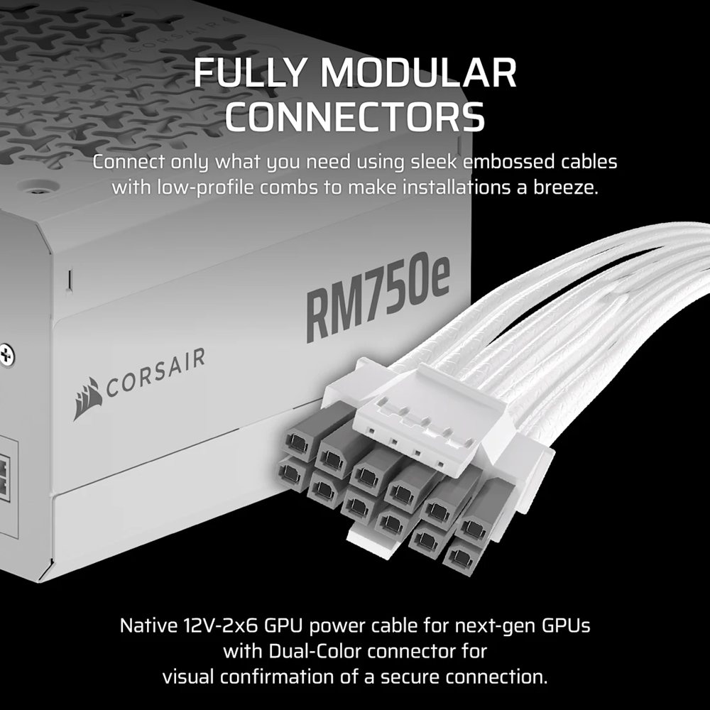 CORSAIR RMe Series RM750e Fully Modular Low-Noise ATX Power Supply - White