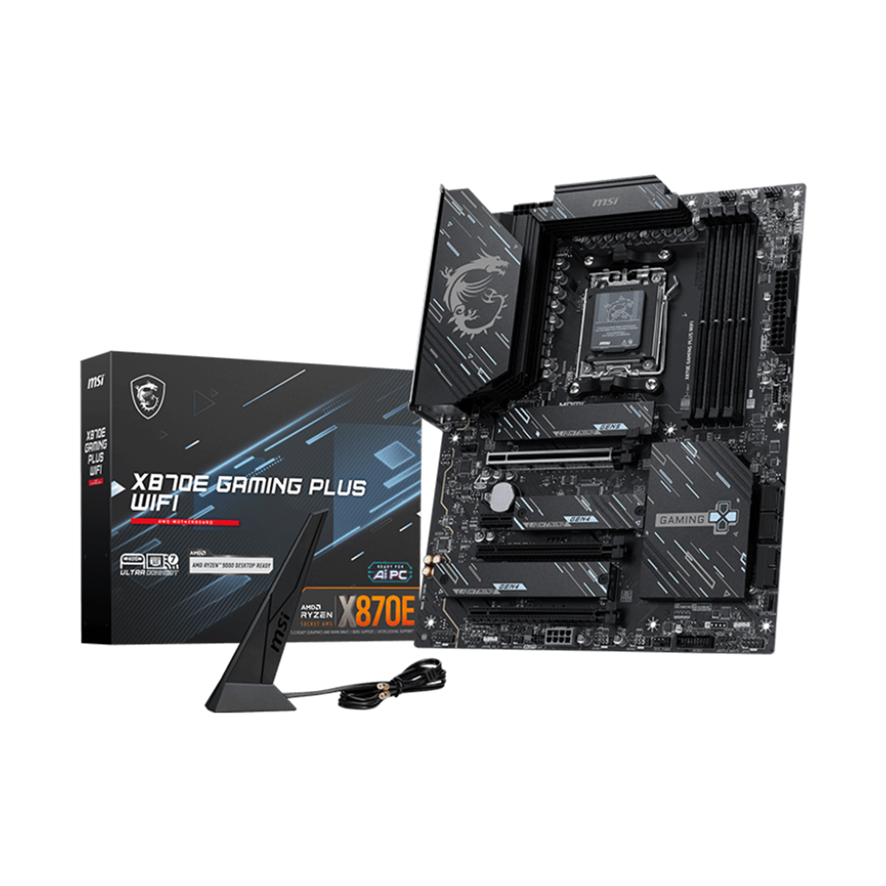 MSI X870E GAMING PLUS WIFI Motherboard - DDR5 / Wi-Fi / Bluetooth / HDMI / DisplayPort / USB - Black