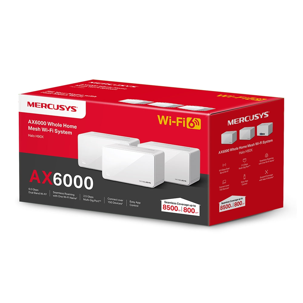Mercusys Halo H90X - AX6000 Whole Home Mesh WiFi 6 System (Pack of 3)