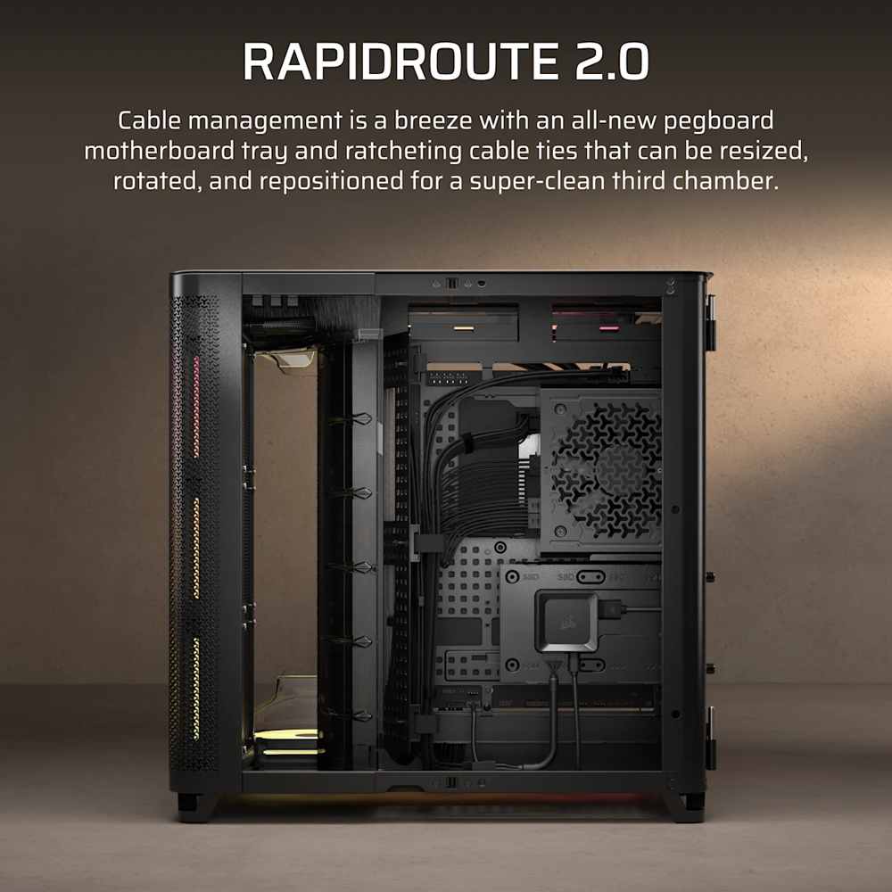 CORSAIR AIR 5400 LX-R LINK Tempered Glass Mid Tower ATX Case - Black