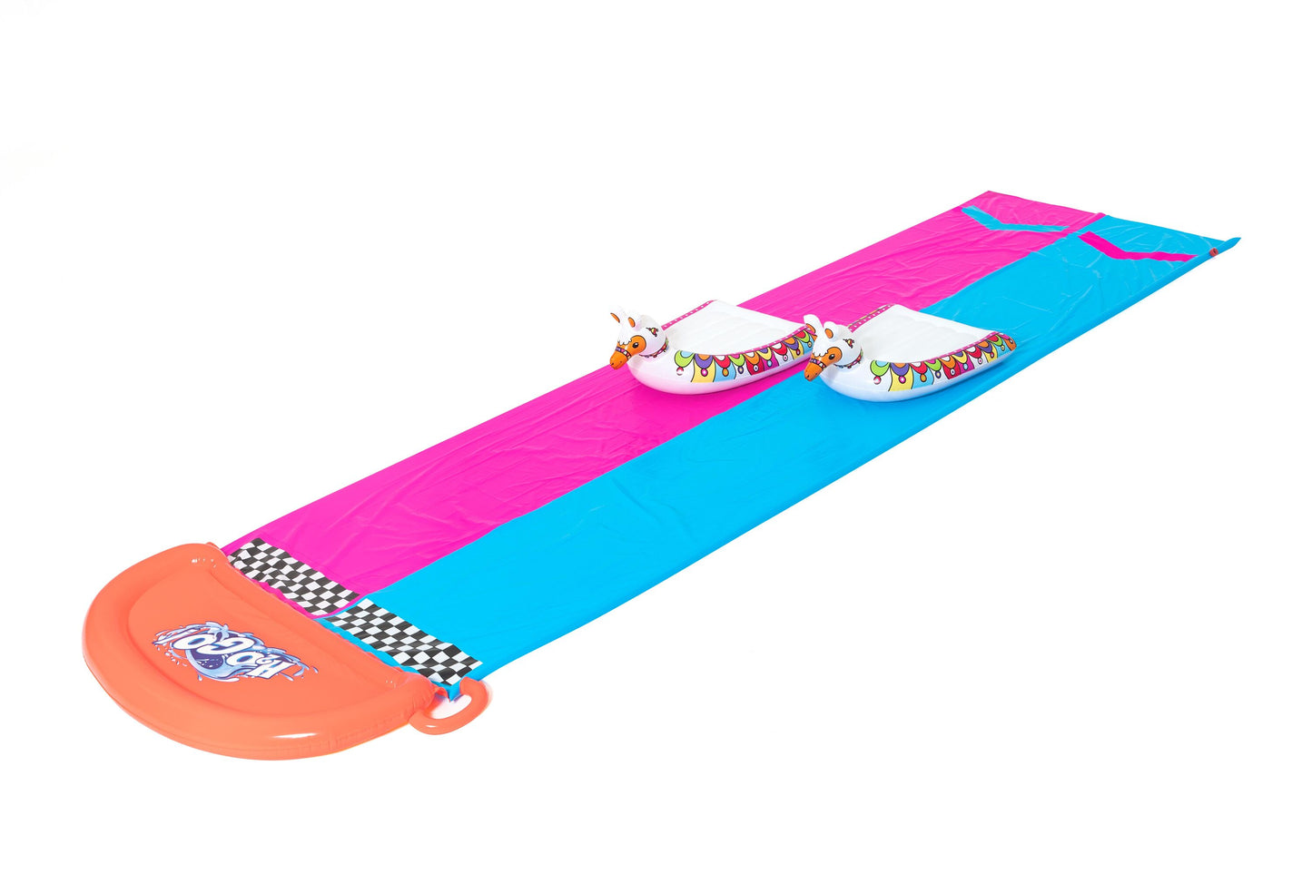Bestway 4.88m llama rama double race slide (contents: one water slide, two surf riders, repair patch) age 3+