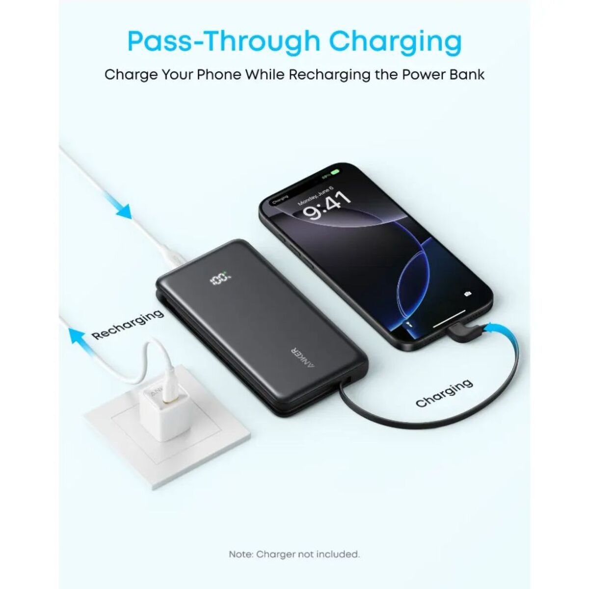 Anker Zolo Power Bank with Built-in USB-C - 10000 mAh / 22.5W / Black