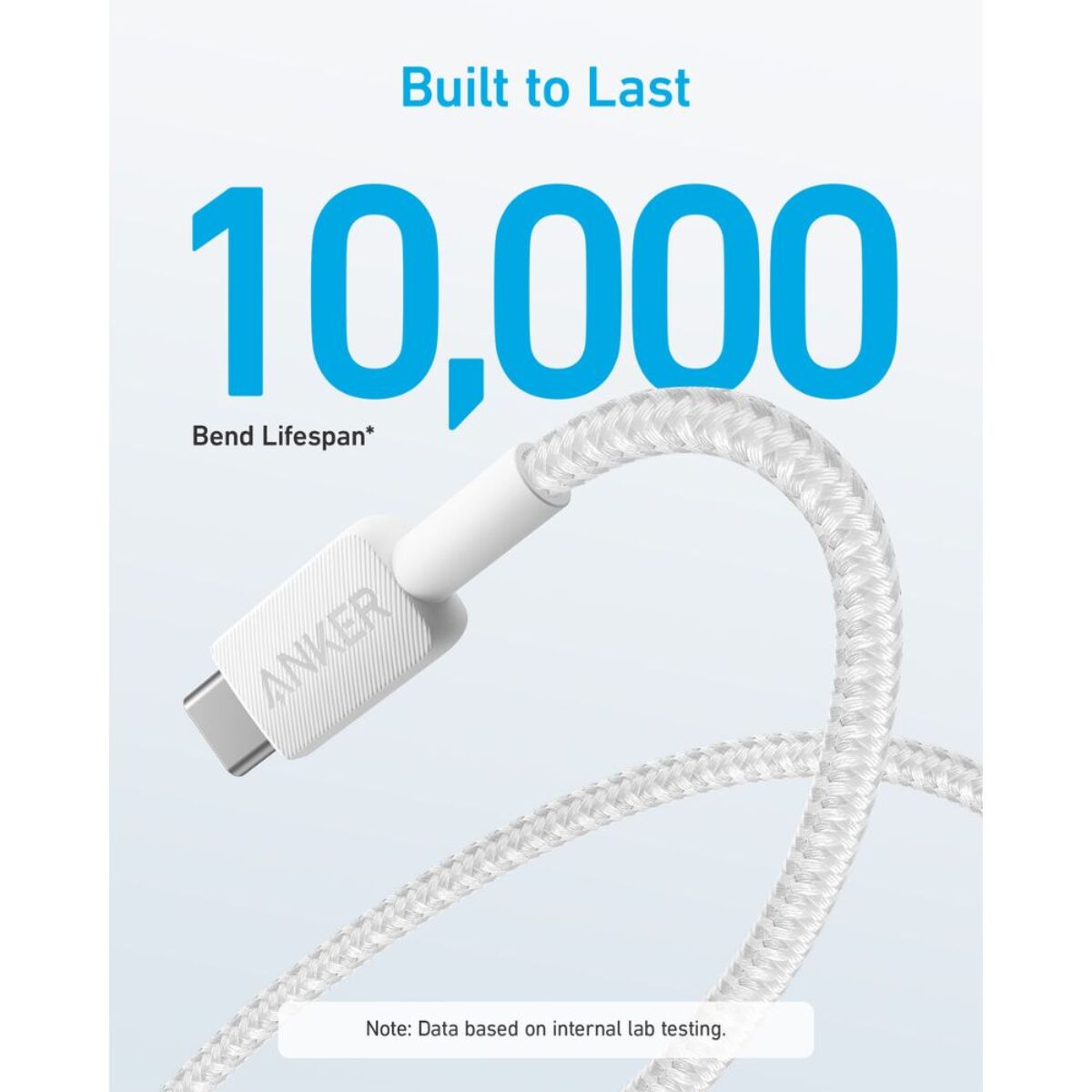 Anker 322 Braided Cable - 6ft / USB-A to USB-C / White