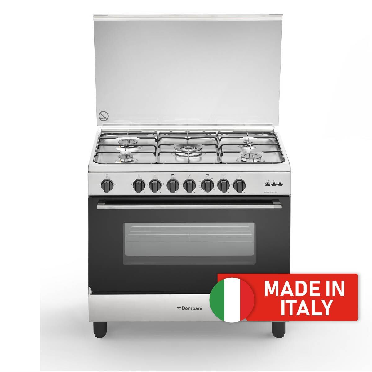 Bompani Gas Cooker 90X60, 5 Burners Stainless Steel - BO693MH/L