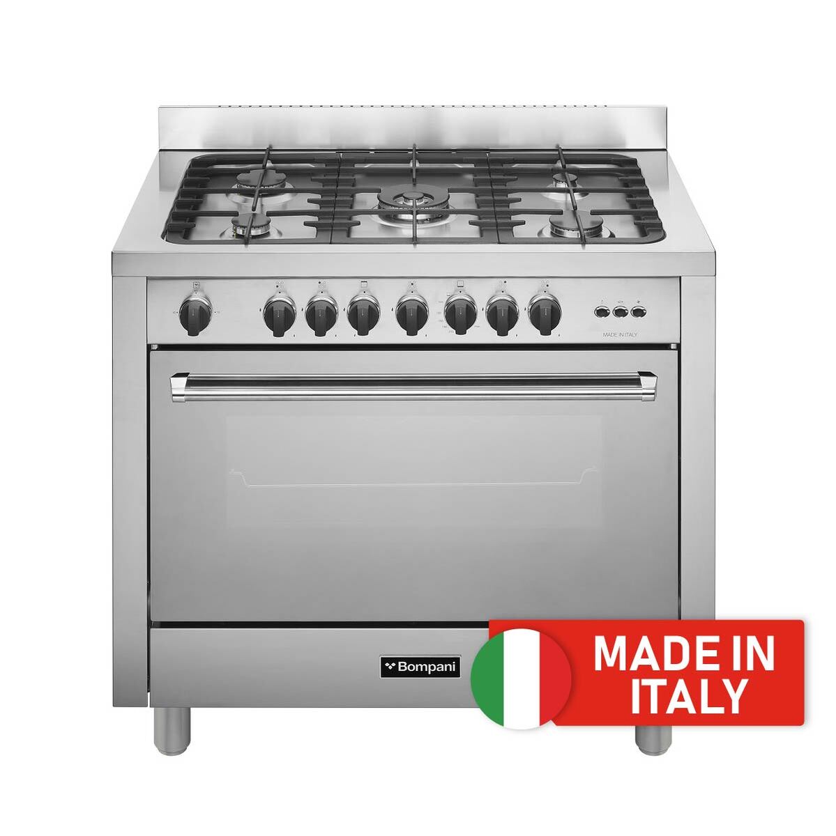 Bompani Gas Cooker 100X60, 5 Burners Stainless Steel - BO693SK/L