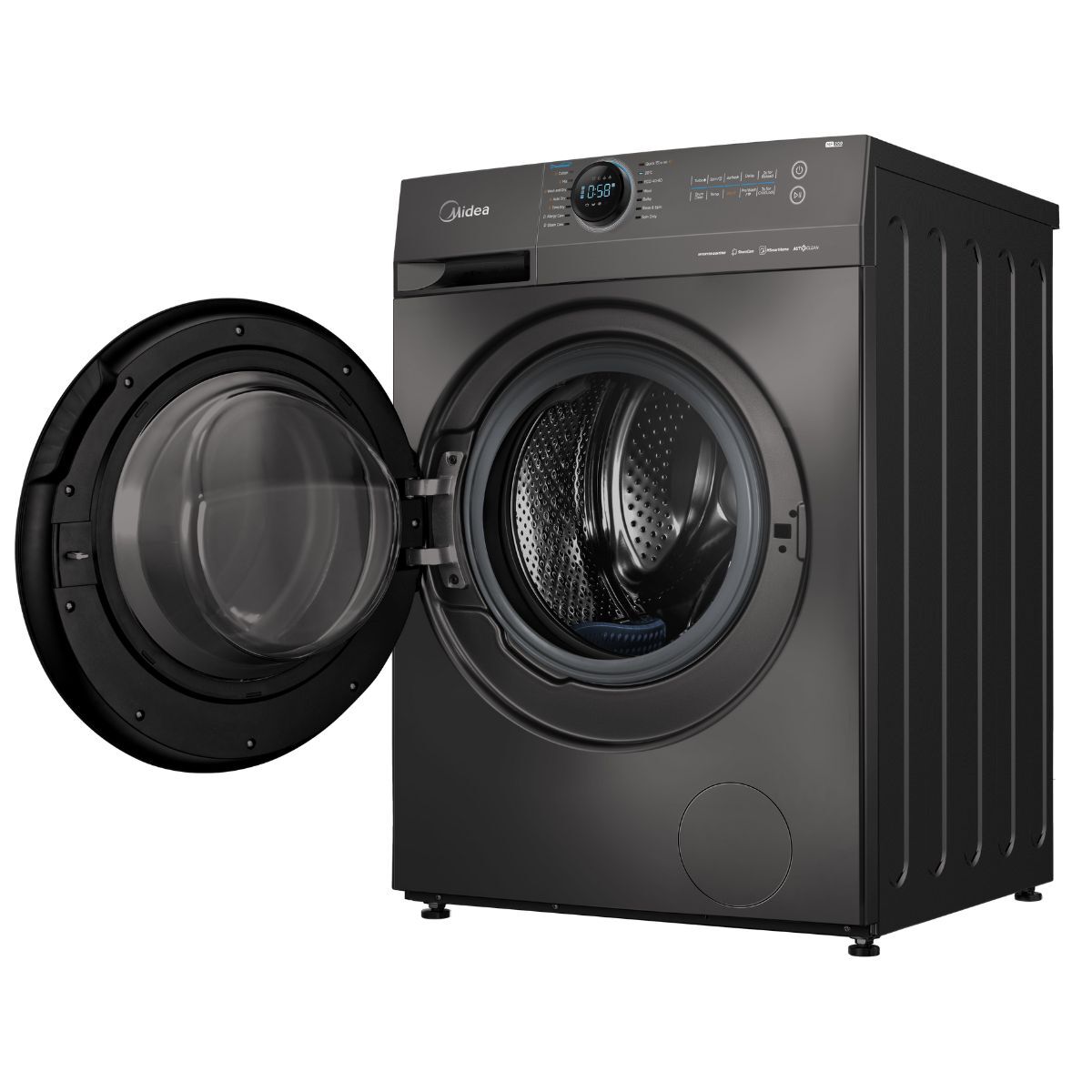 Midea Washing Machine Front Load,8-6KG,1400RPM, Titanum Grey - MF200D80WB/T-KW