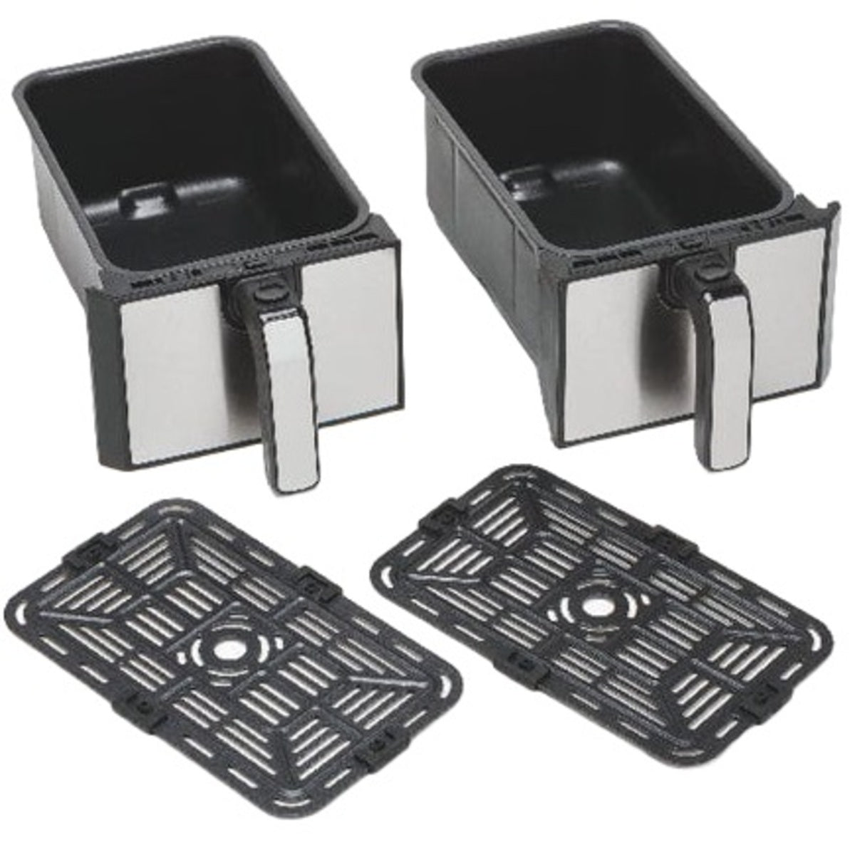 Kenwood Digital Twin Air Fryer 4 Liters + 4 Liters, Black/Silver - HFM75.000MB