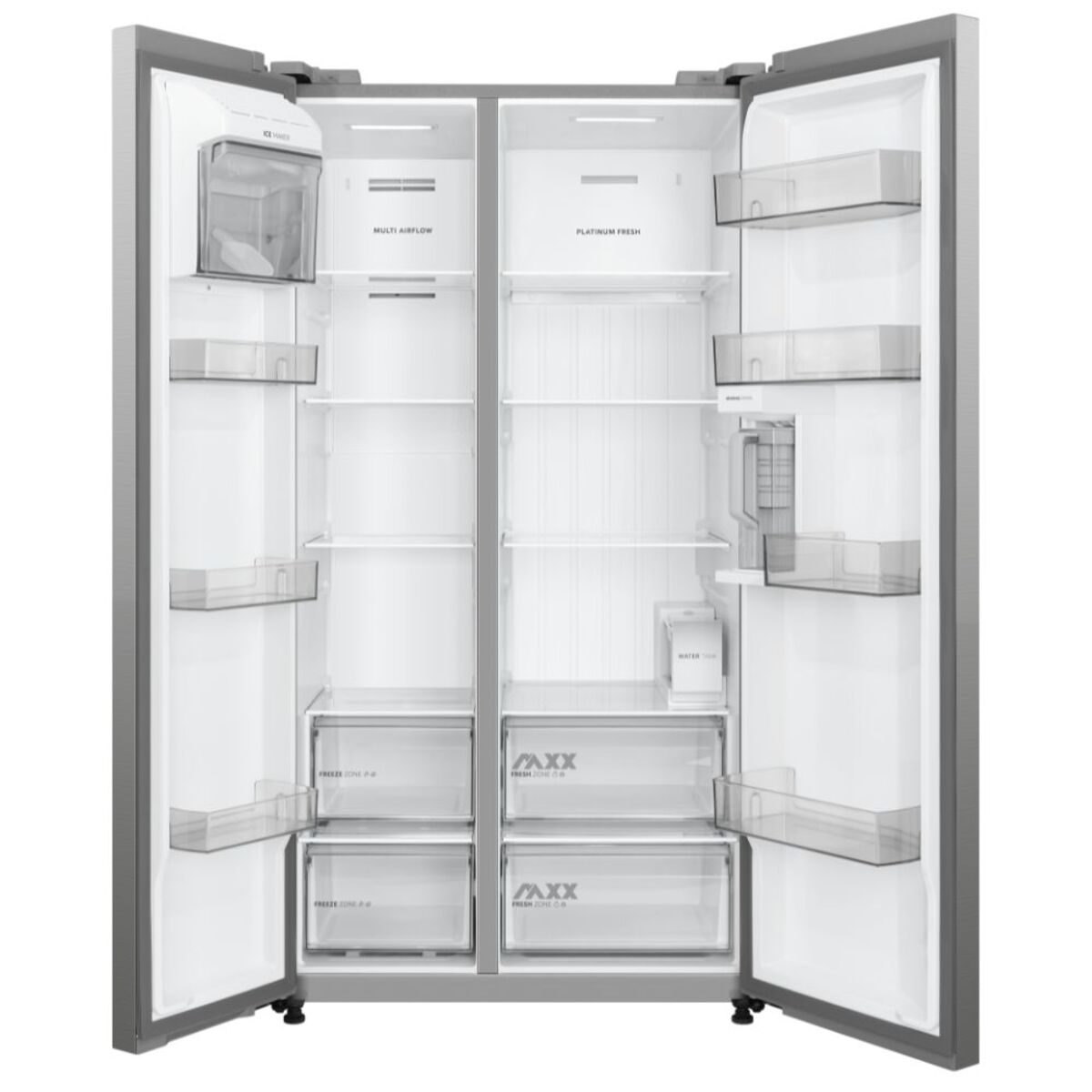 Midea 681 Liters Side by Side Refrigerator, Silver - MDRS925CIE46M