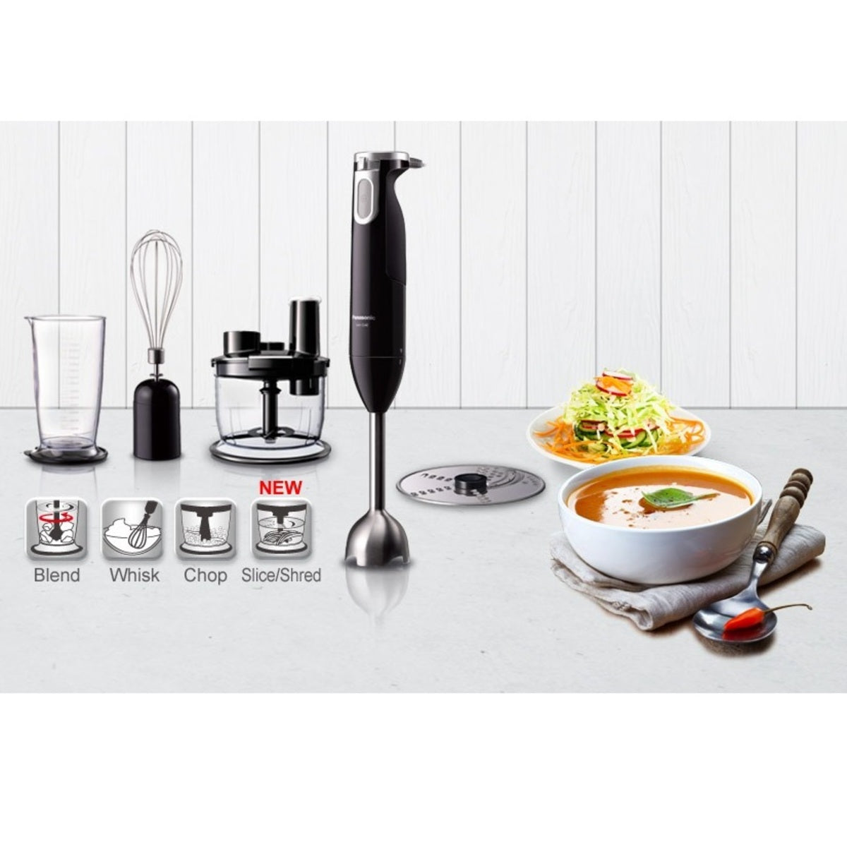 Panasonic 4-in-1 Hand Blender 600 Watts Variable Speed, Black - MX-SS40BTZ