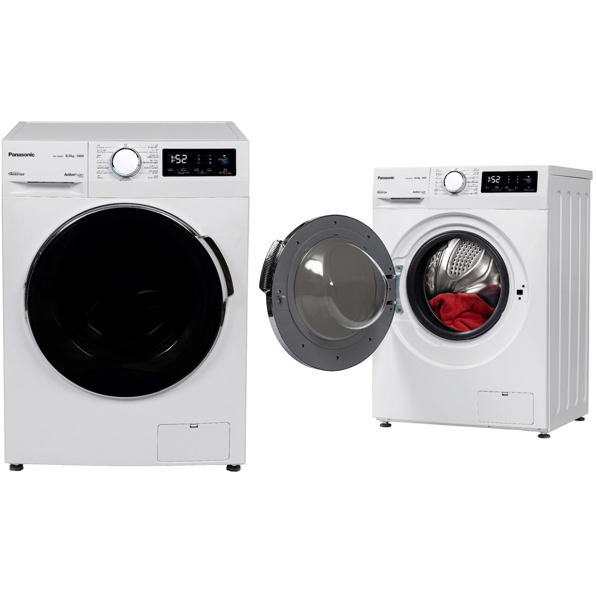 Panasonic Front Load Washer 8kg 1400 RPM, White - NA-16MG1WKW