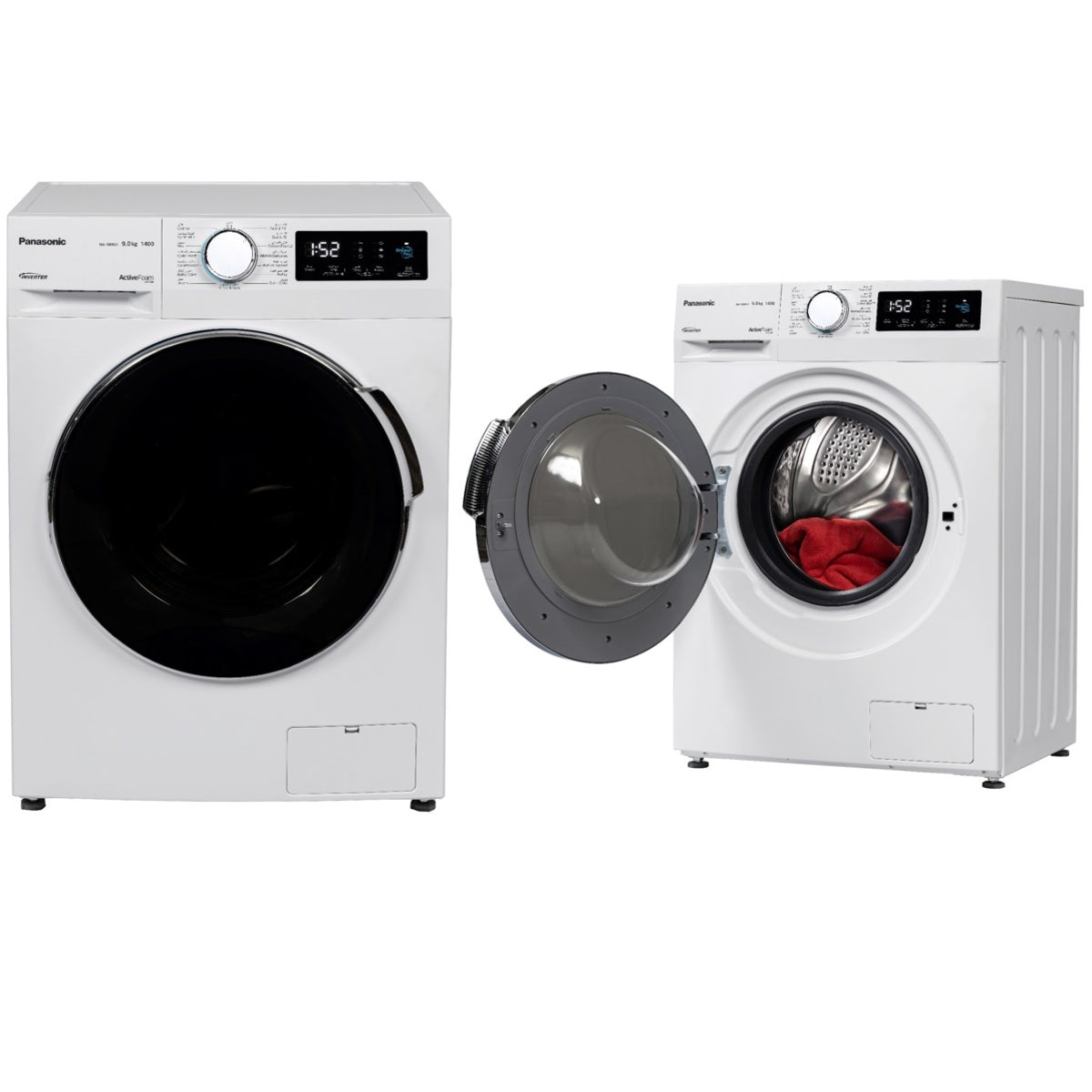 Panasonic Front Load Washer 9kg 1400 RPM, White - NA-18MG1WKW