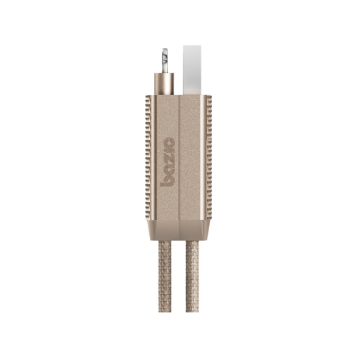 Bazic GoCharge Alucable 4 in 1 Input USB A and USB-C to Output USB-C and Lightning Cable 15cm - Gold