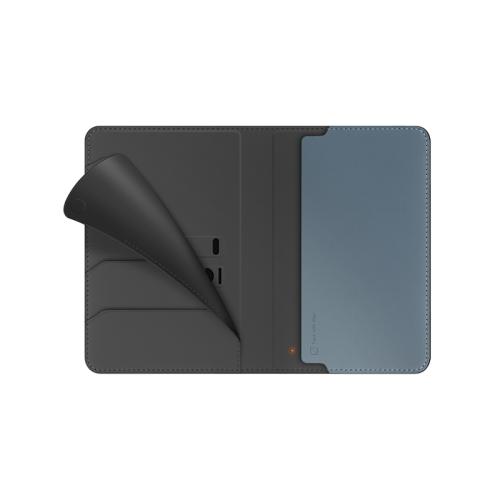 Uniq Belmont Passport Holder With RFID Blocking With Apple's Find My - Charcoal / Washed Blue