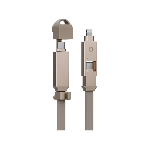 Energea Sheath 2-in-1 USB-C to USB-C + Lightning Cable, 60W, 480Mbps, 1m – Gold