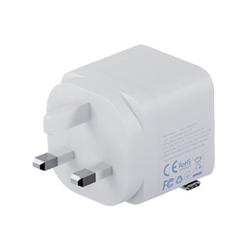 شاحن حائط بازيك جو بورت ريتريك بقدرة 35 واط ومنفذ USB-C وتقنية GaN (بقابس بريطاني) مع كابل مدمج بطول 70 سم - أبيض