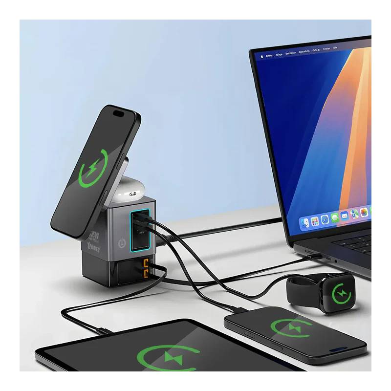 Xpower Gan Magsafe Dual Cable Charging Tower - 105W / Grey
