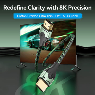 Vention Cotton Braided Ultra Thin HDMI-A Male to Male HD Cable 8K 1M Aluminum Alloy Type - Green