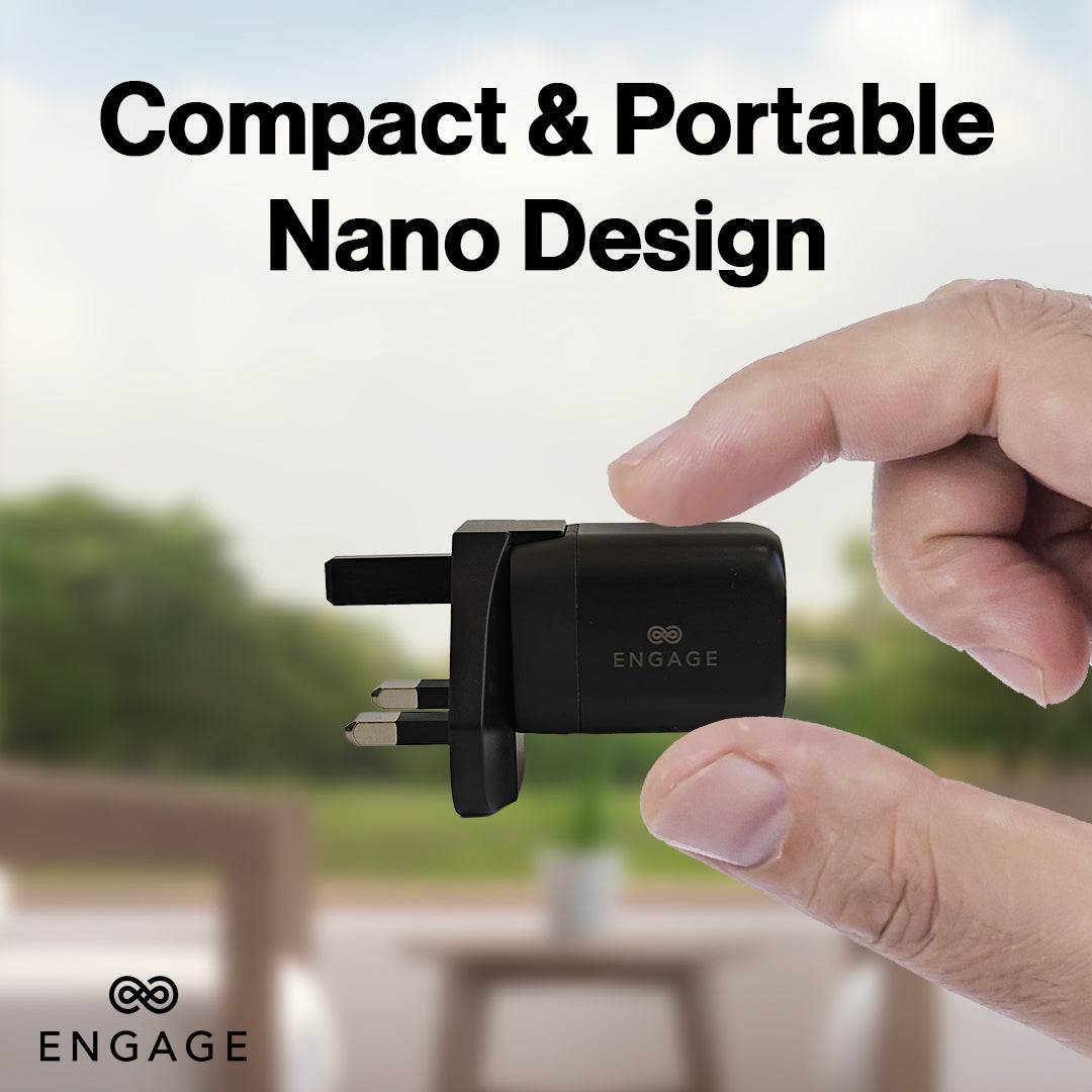 Engage Dual Port C+A 20W Power Adptr W/Interchangeable Eu/Uk Plug(8954526522358)
