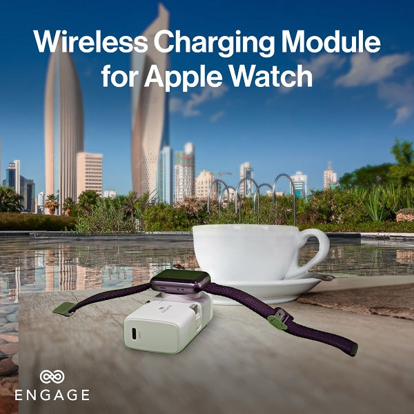Engage Portable Dual Port Lightning/Usb-C & Watch Charging Powerbank(5000Mah)-Black