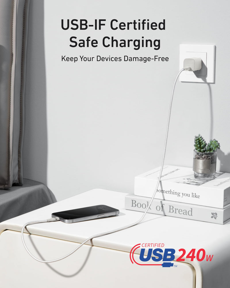 Anker USB-C to USB-C Cable - 3ft / 240W / White