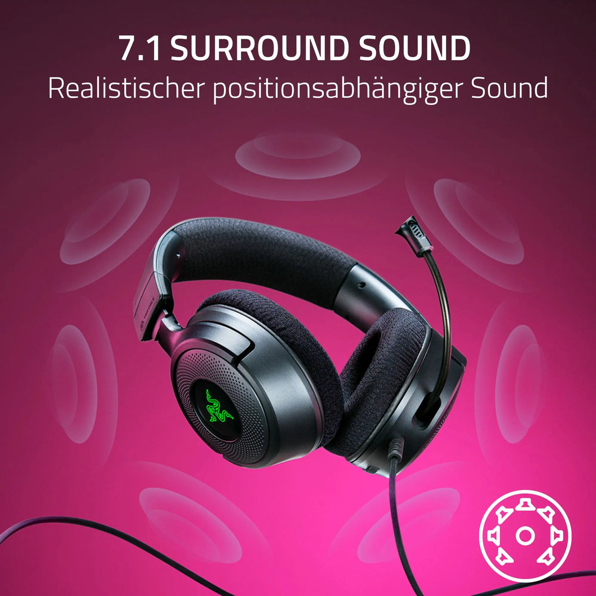 Razer Kraken V4 X Wired HyperClear Gaming Headset With Cardioid Mic - Black