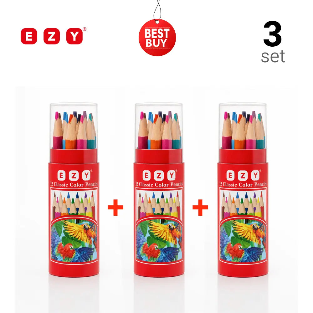 Ezy Classic Mini Tube Colored Pencil - Pack Of 3