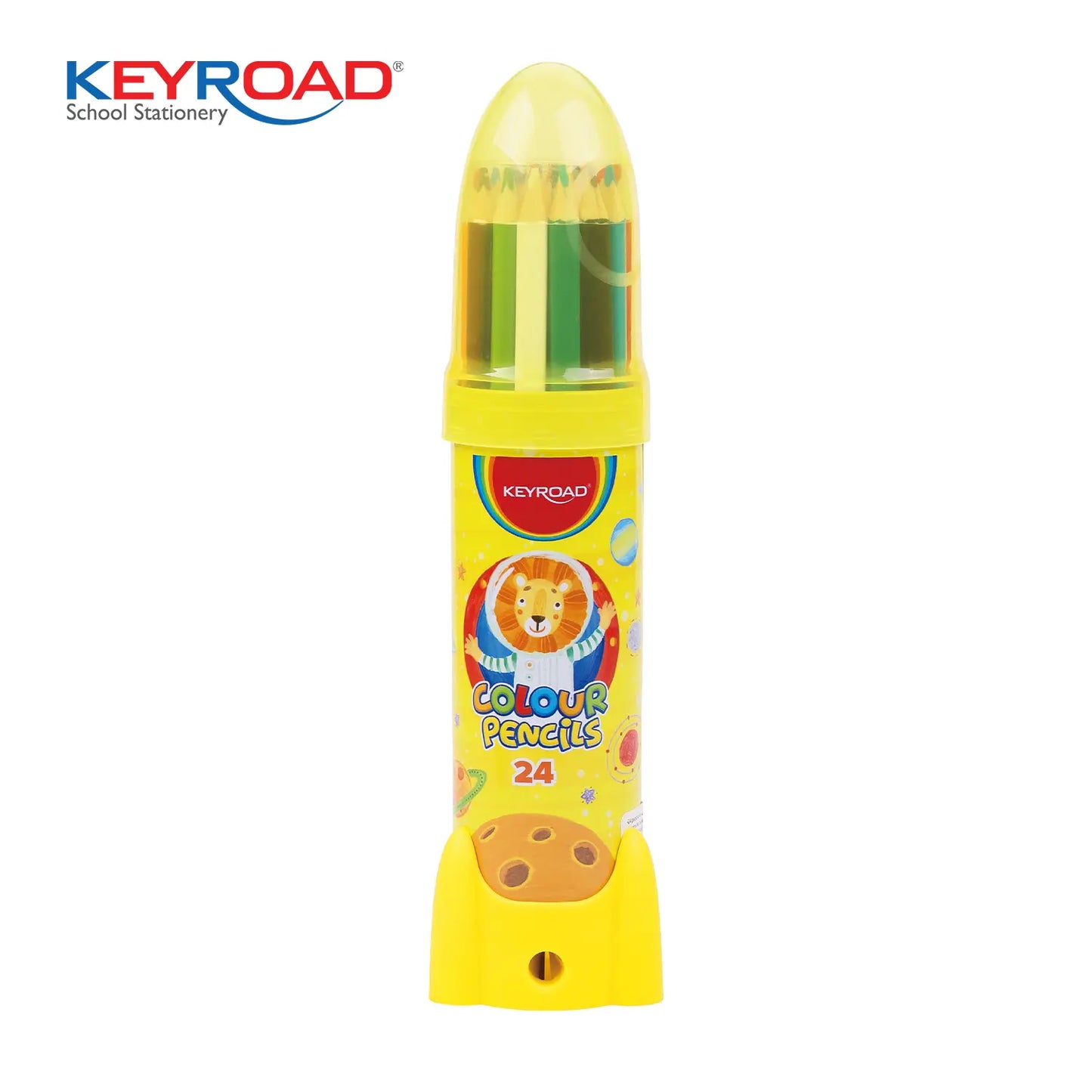 Keyroad Triangle Coloring Pencil In Rocket Bottle + Sharpener - 24 Pieces