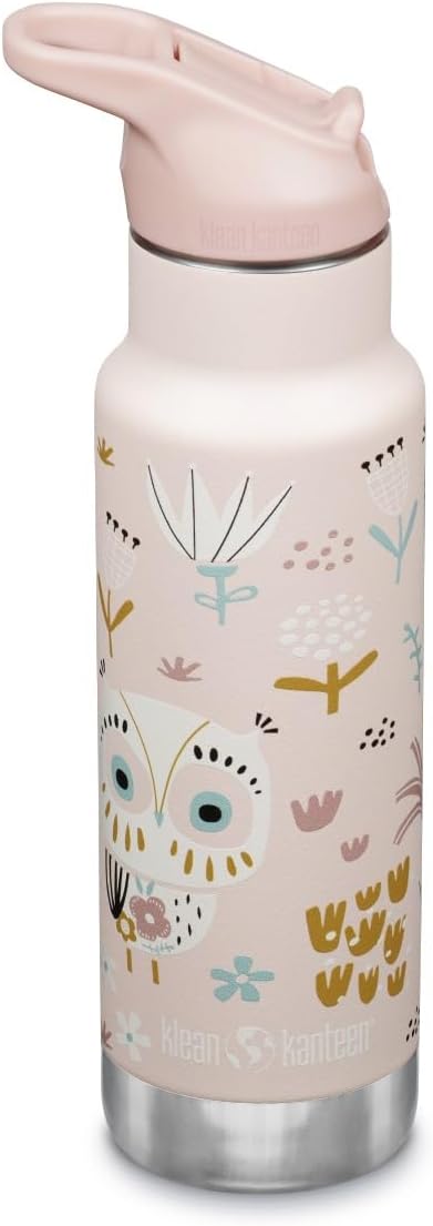 Klean Kanteen 12oz Kid'S Classic Insulated Water Bottle With Flip Seal Sport Cap And Straw - Owlet
