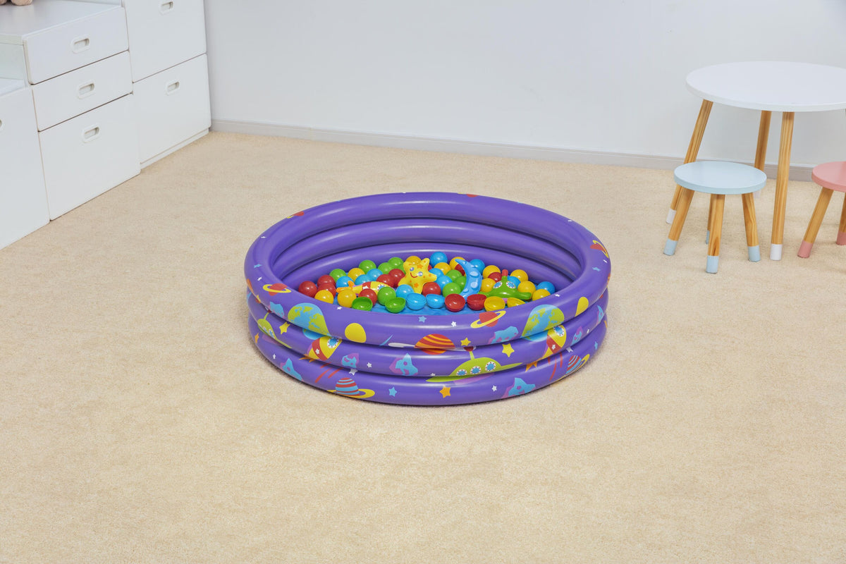 Bestway 1.02M X H25Cm Intergalactic Surprise Ball Pit (Contents:1 Pool,46 Play Balls,4 Openable Balls,4 Small Toys, Repair Patch) Age 2+