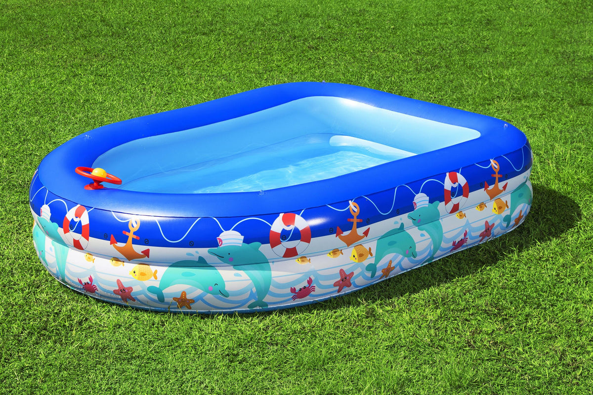 Bestway 2.13M X 1.55M X 1.32M Sea Captain Family Pool (Contents:1 Pool, 1 Sun Shade, Repair Patch) Age 3+
