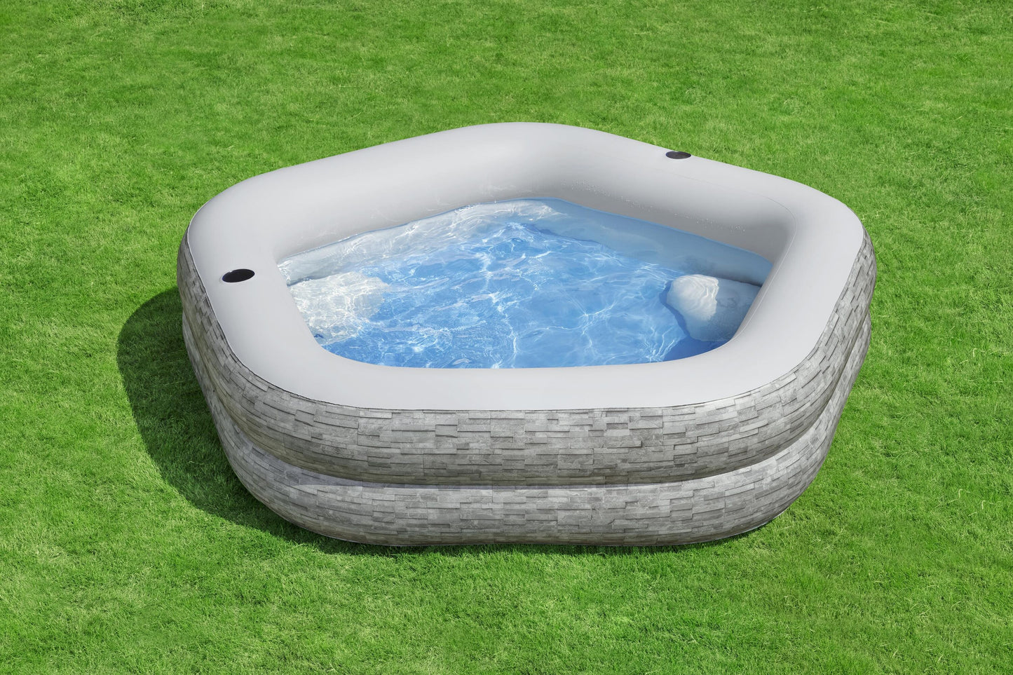 Bestway 2.13m x 2.06m x 53cm truprint stone family pool (contents:1 pool,repair patch) age 6+