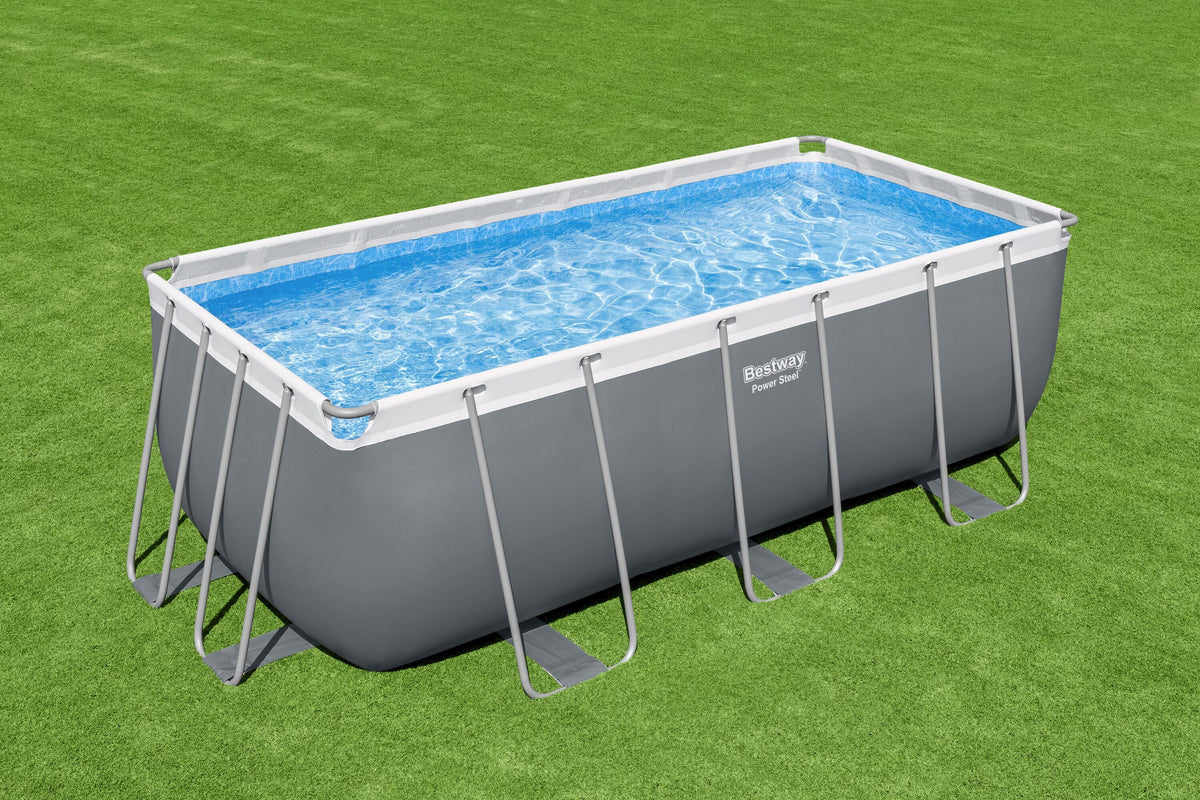 Bestway 4.12m x 2.01m x 1.22m rectangular pool set (contents:pool, sand filter pump(220-240v), ladder,chem connect dispenser)