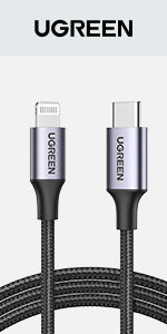 UGREEN USB-C to Lightning M/M Cable - 1 Meter / 20W / Black
