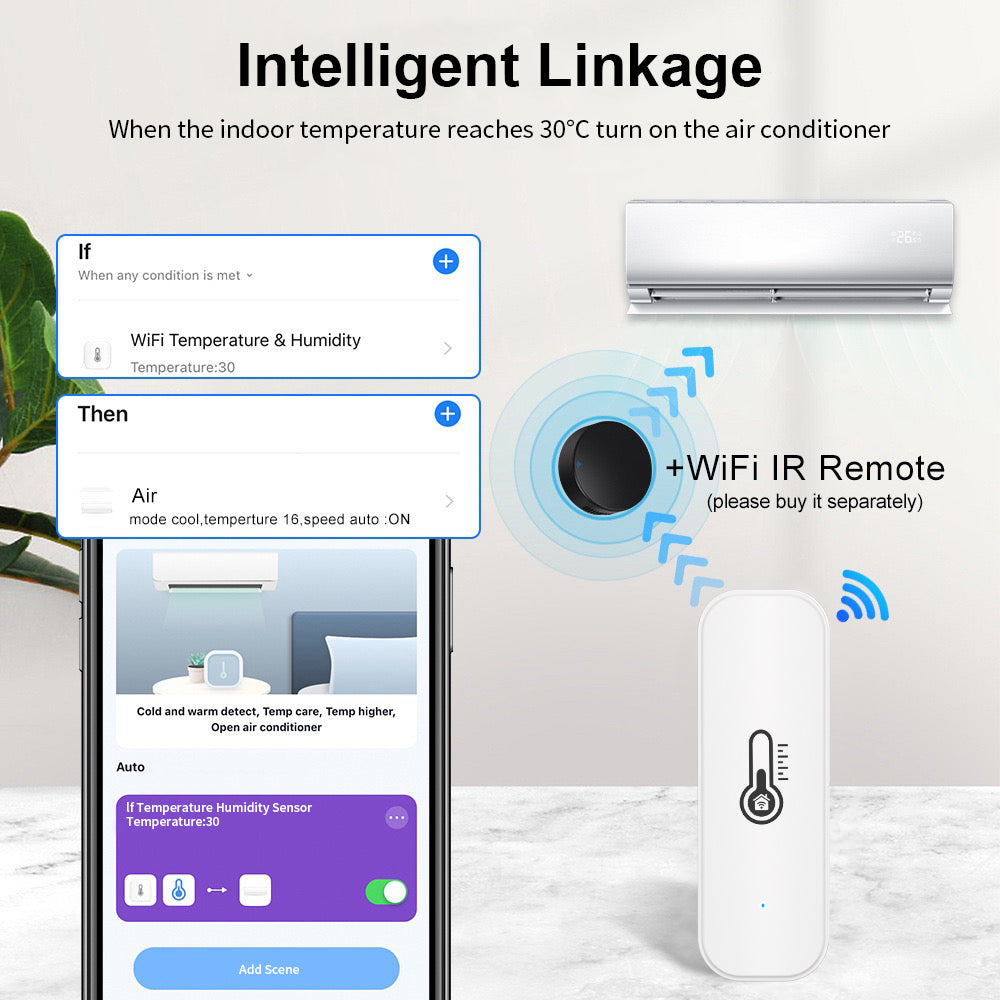 Gopeta Tuya Smart Wi-Fi Temperature and Humidity Sensor - White