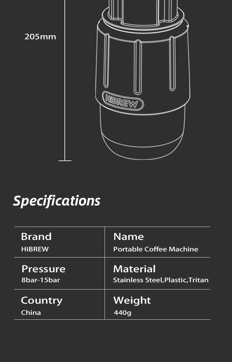 HiBREW 2 in 1 Portable Espresso Maker For Capsule & Ground Hand Press Brewer H4D