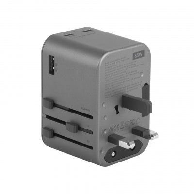 Energea Travelworld Adapter Gan65, 1A2C 65W - Gunmetal