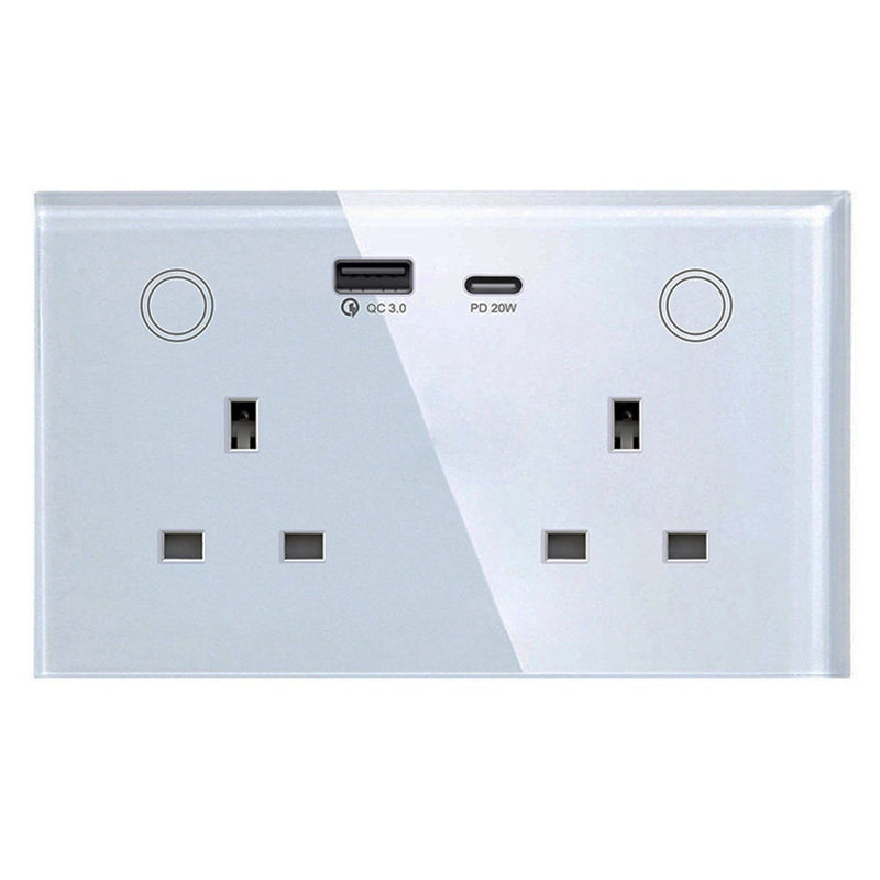 Gopeta Wi-Fi UK Double Socket - 13A / USB-A / USB-C / White