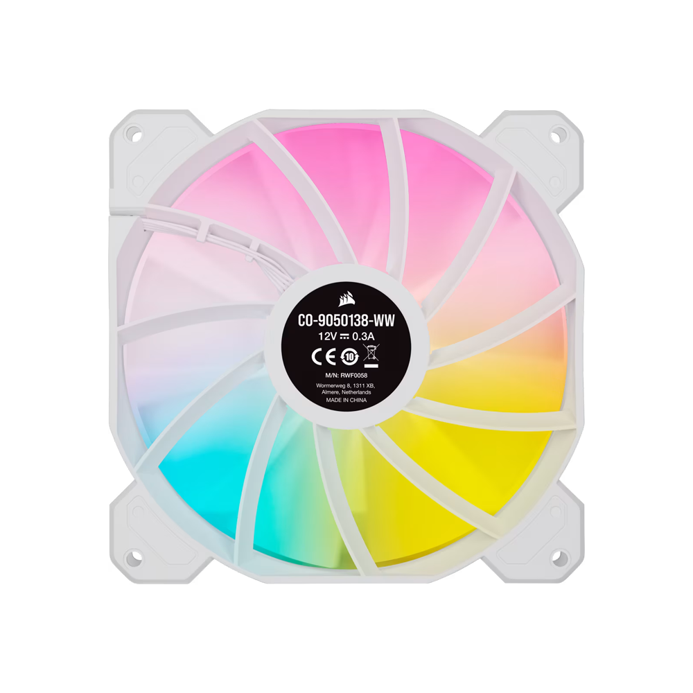 CORSAIR iCUE SP140 RGB ELITE Performance PWM Fan Dual Fan Kit With Lighting Node Core - 140mm / White