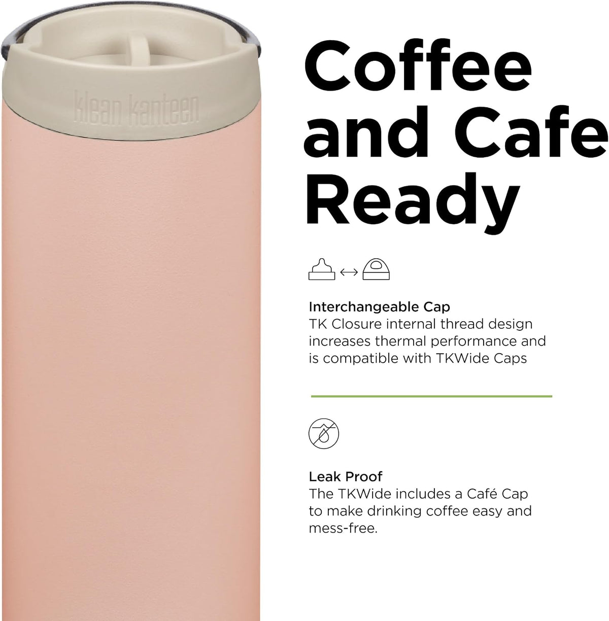 Klean Kanteen TkWide Insulated Bottle 473Ml With Cafe Cap - Peach Parfait