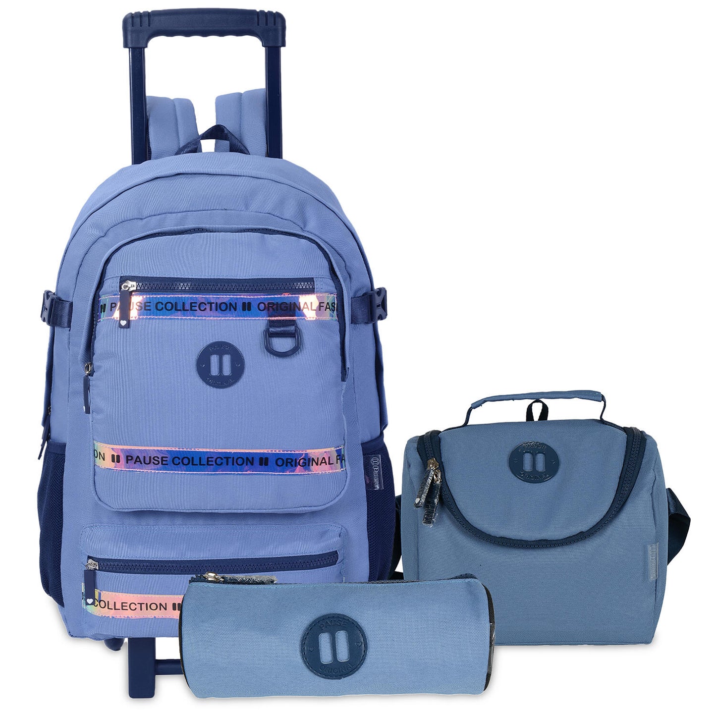Pause Trolley Bag 18 With Pencil case & Lunch Bag - Blue