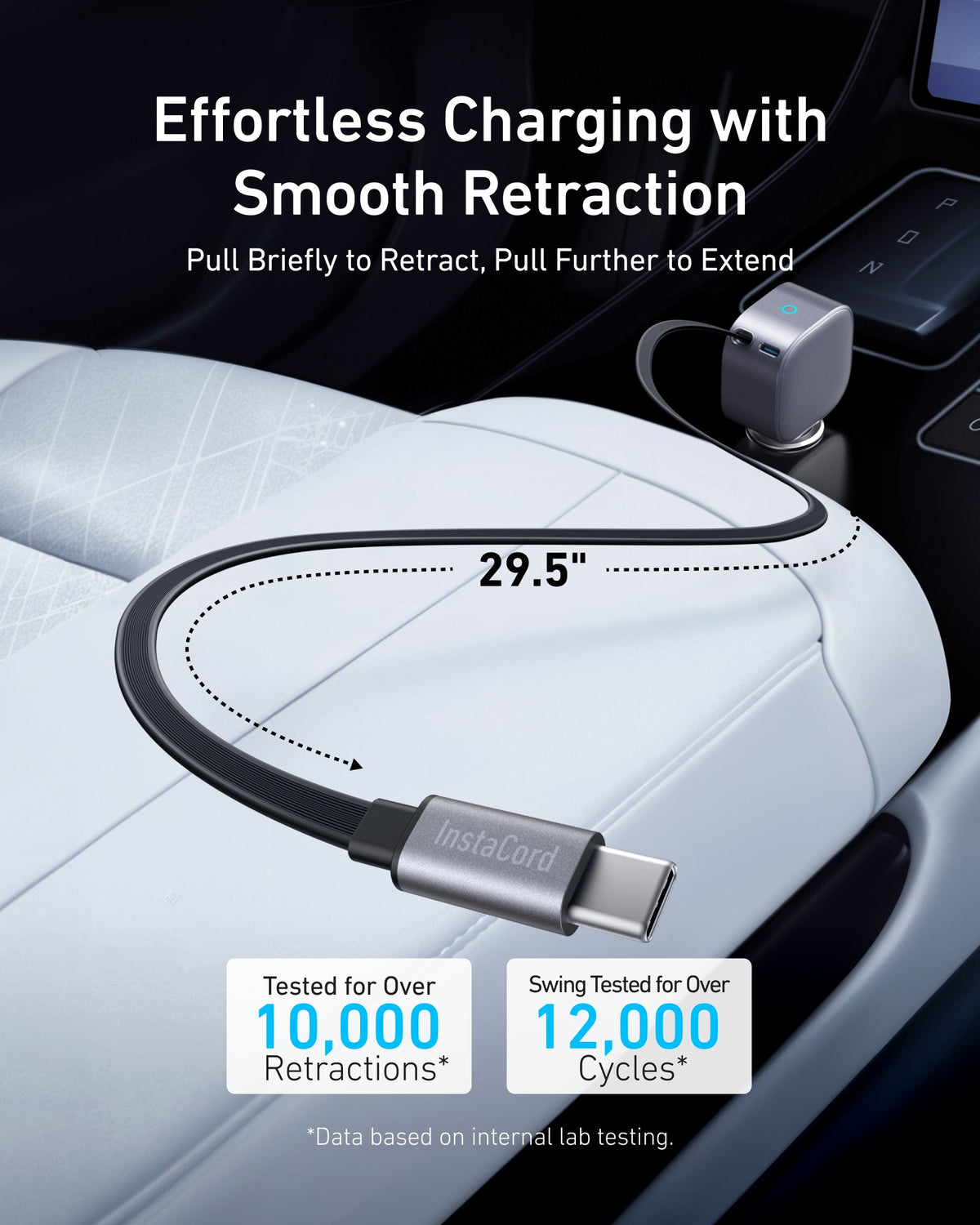 Anker Nano Car Charger - 75W / USB-C / Retractable Cables Silver
