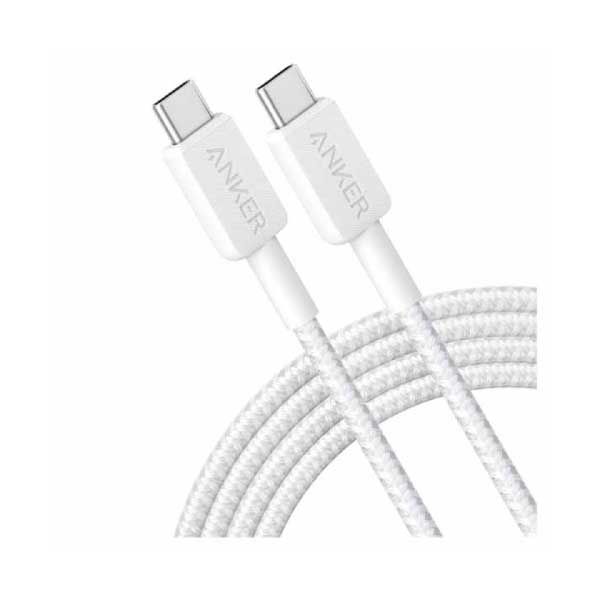 Anker 322 Braided Cable - 6ft / USB-C to USB-C / White