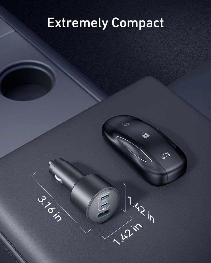 Anker Car Charger with Cable - 167.5W / USB-A / USB-C / Gray