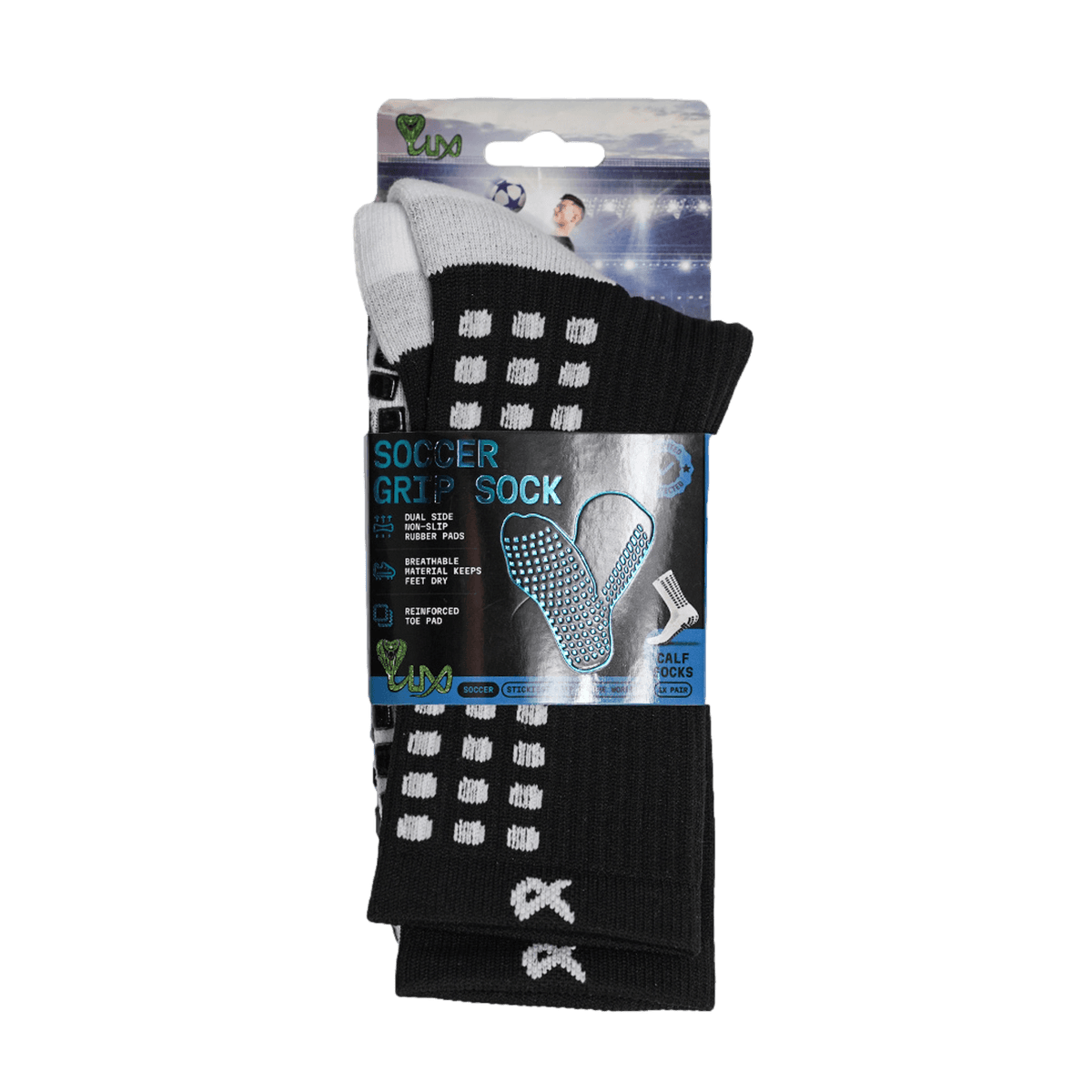 Lux Soccer Grip Calf Sock - Black