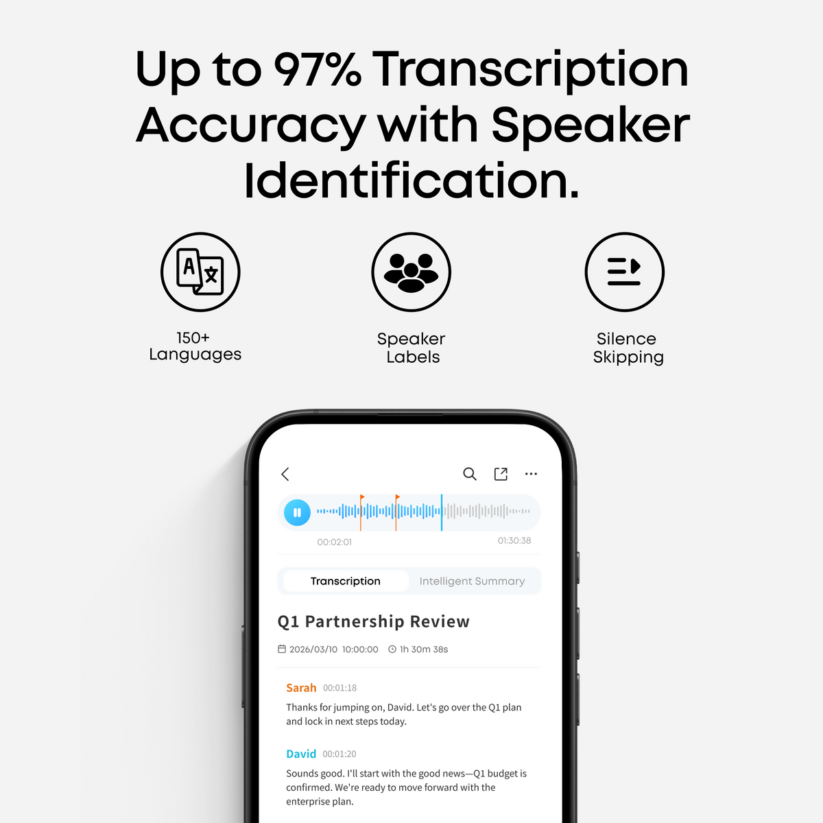 Anker Soundcore Work Coin-sized Wearable AI Note Taker Voice Recorder - Black