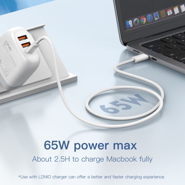 LDNIO LC902C Fast Charging Data Cable - 65W / 2 Meter / White